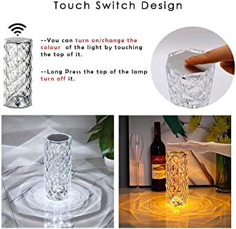 Diamond Rose Crystal Touch Lamp